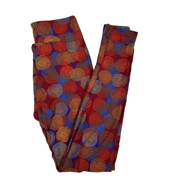 LuLaRoe Circles Hippie Red Blue Purple Orange White New Leggings One Size OS - Picture 1 of 6